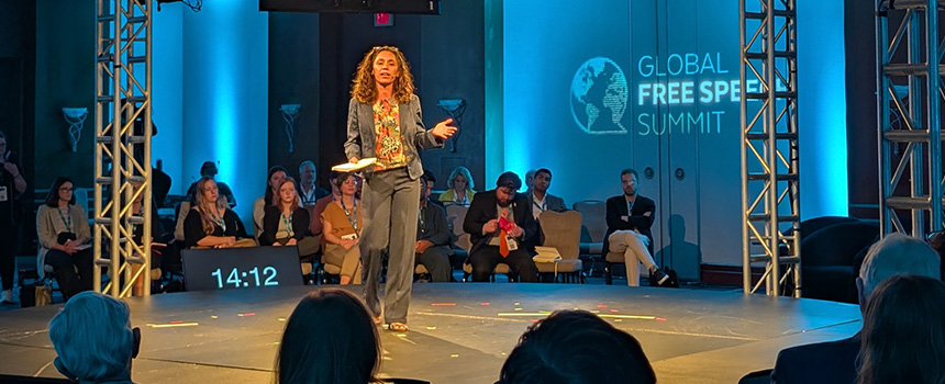 Agustina Del Campo representando al CELE en el <span>Global Free Speech Summit en Nashville</span>