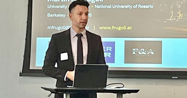 El profesor Mart&iacute;n Fr&uacute;goli expuso en la conferencia Organized Crime, Migration, Investments, Trade and Rule of Law en UC Berkeley