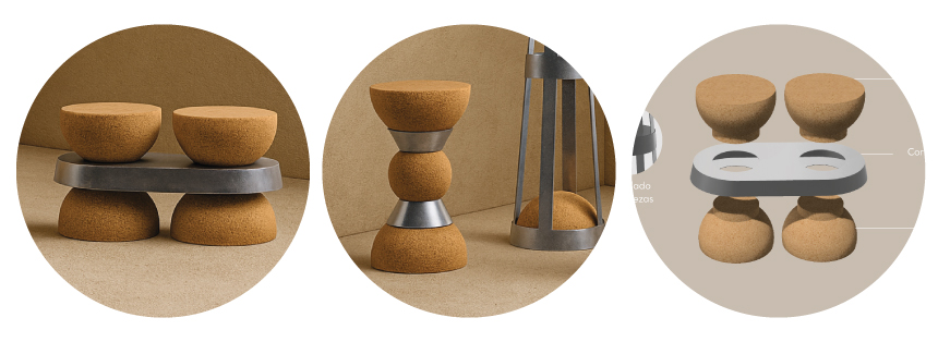 Acero y corcho para un mate