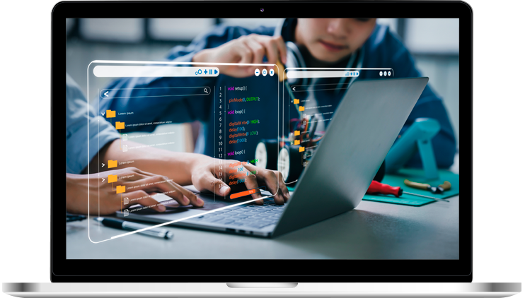 Foto de niños programando