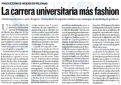 UP | Universidad de Palermo | UP en los medios | La carrera Universitaria  más fashion