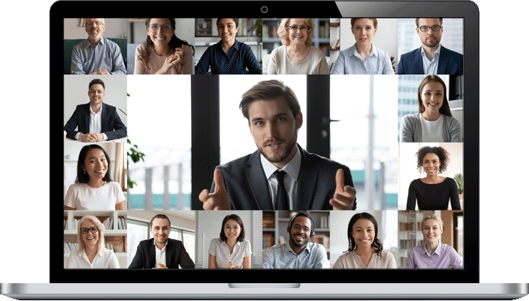 Foto de personas en reunión virtual